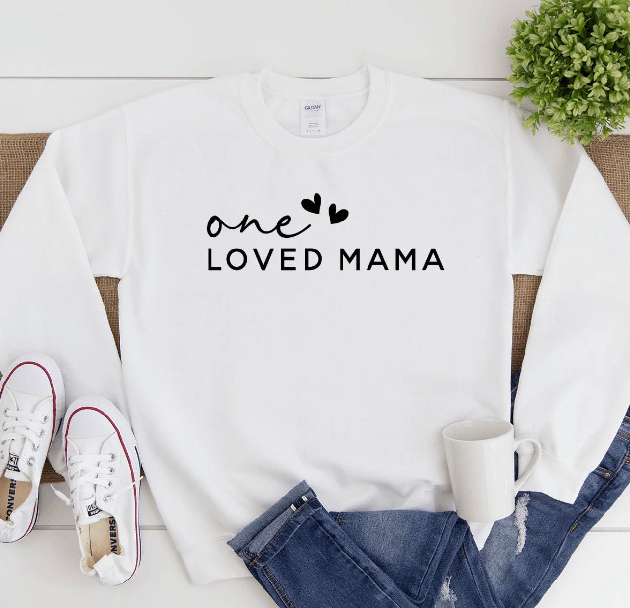 One Loved Mama Crewneck Sweatshirt, T-shirt or Long Sleeve T-shirt -8 color choices-